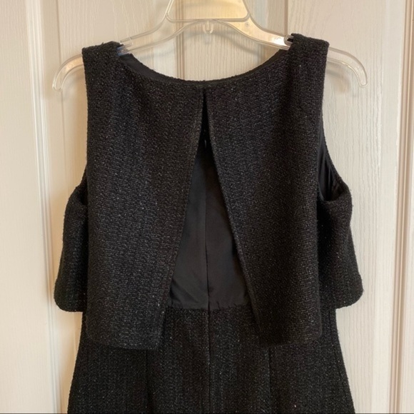 ST. JOHN Metallic Tweed Sleeveless Midi Dress in Black Size 10 - Picture 5 of 10